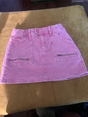 Forever 21 Kids Pink Corduroy Mini Skirt with Button Waist